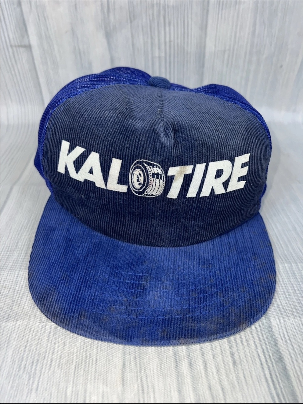 Vintage Kal Tire Corduroy Hat Cap Snap Back Trucker Made Canada Auto Garage NEW